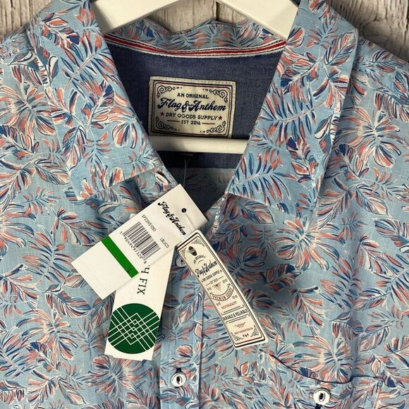 Flag and Anthem Printed Short Sleeve Button Down NWT Size L  236 - Picture 2 of 9